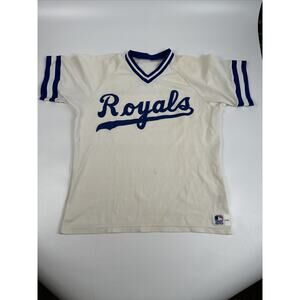 MLB Royals Jersey Youth Large Kansas City White With Blue Lettering Vintage